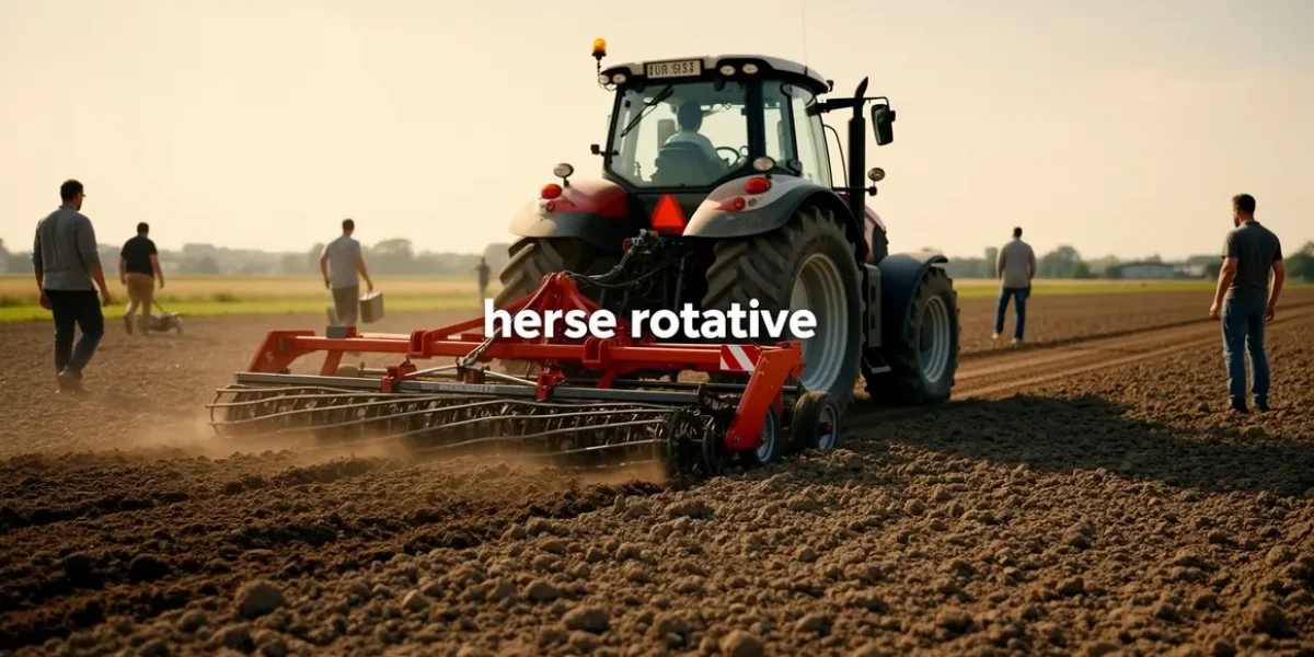 herse rotative attelée tracteur sol préparé