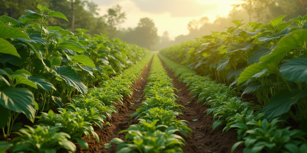 Élèves travaillant dans un champ à l'école d'agriculture
