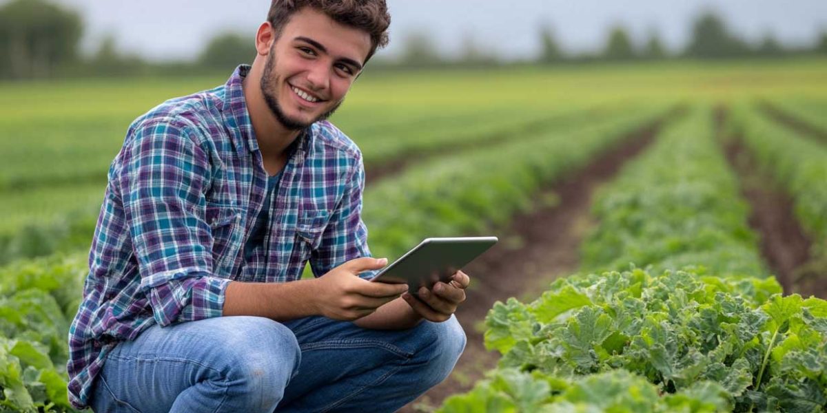 Ingénieur agronome travaillant dans un champ
