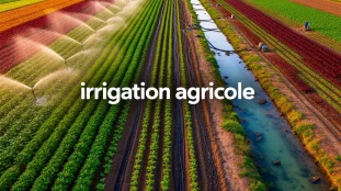 vue aérienne de parcelle agricole avec irrigation agricole