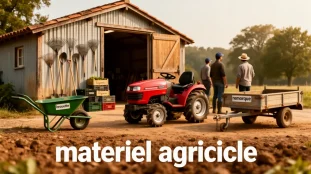Petit hangar avec matériel agricole essentiel à petit budget