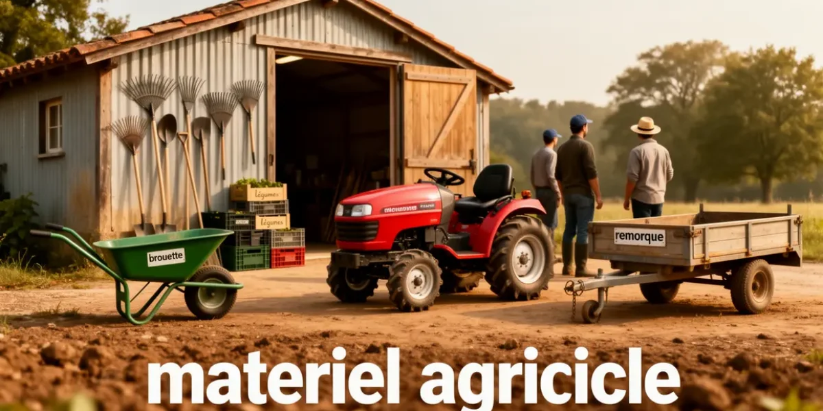 Petit hangar avec matériel agricole essentiel à petit budget