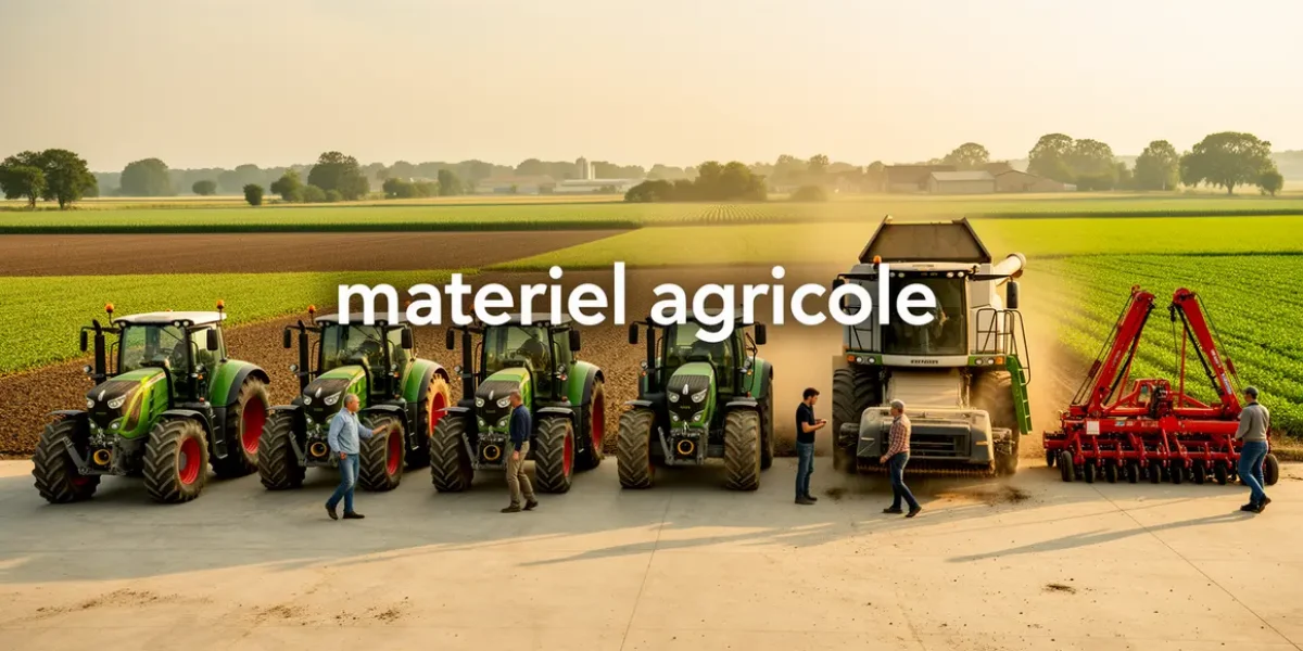 Vue moderne materiel agricole aligné exploitation