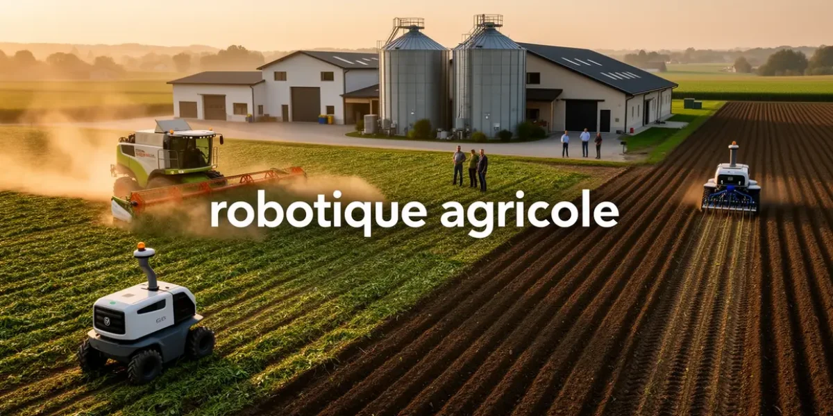 robots agricoles autonomes en action sur ferme moderne