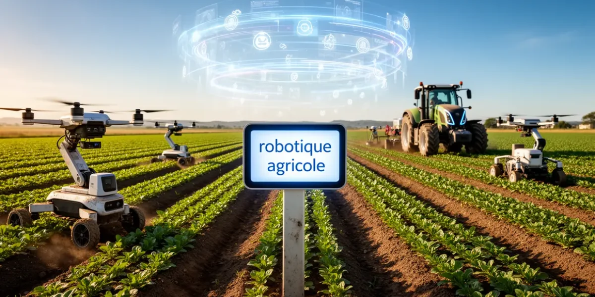 robots agricoles et drones sur champ robotique agricole