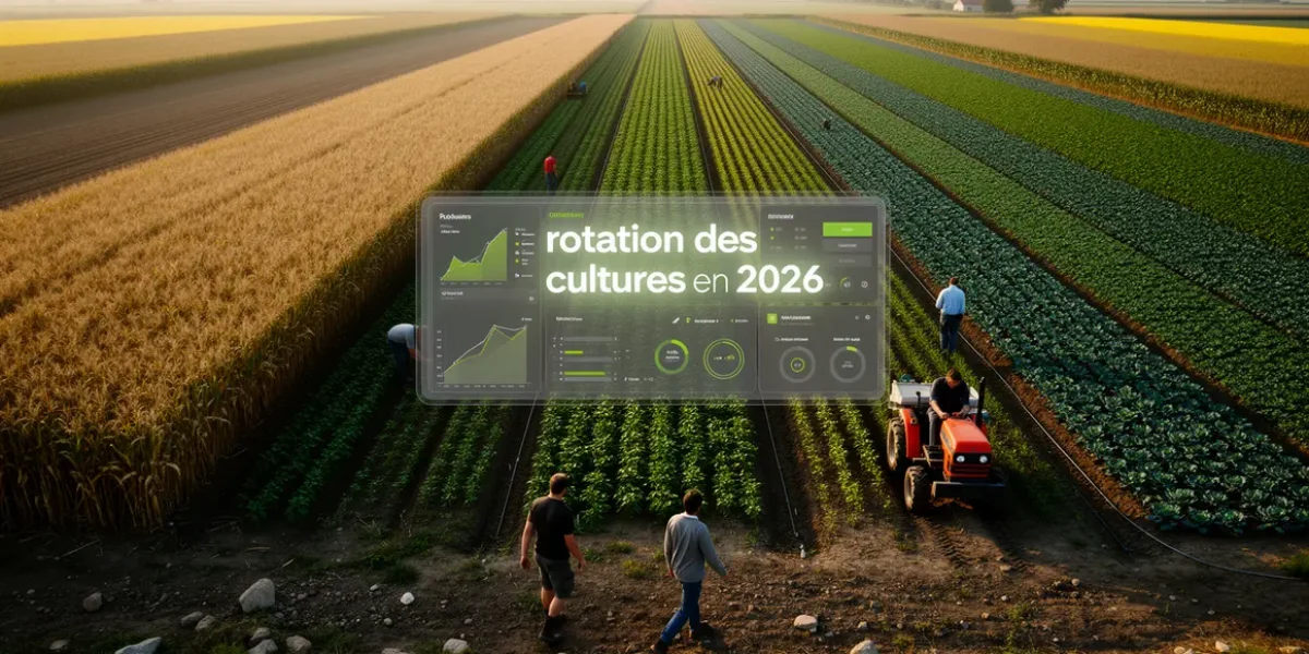 terres agricoles avec rotation des cultures et tableau de bord