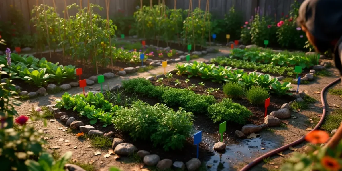 rotation des cultures dans petit potager sections et diverses plantes