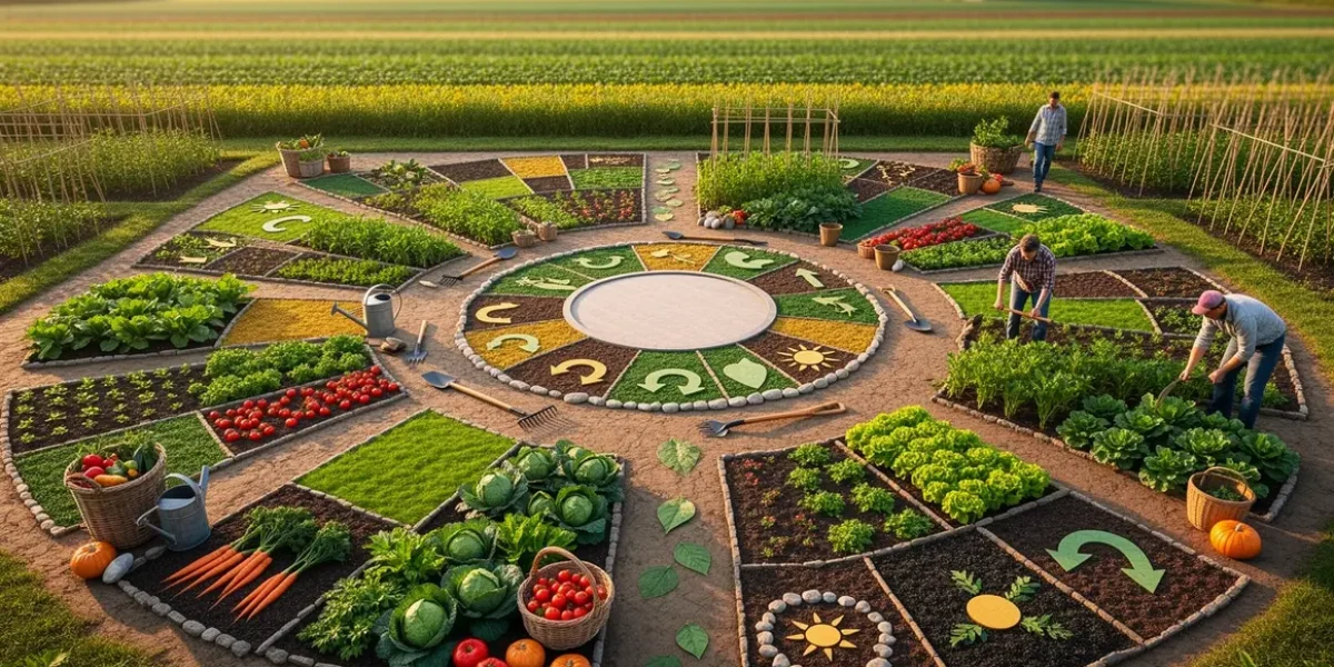 Vue rotation des cultures parcelles potager cycle