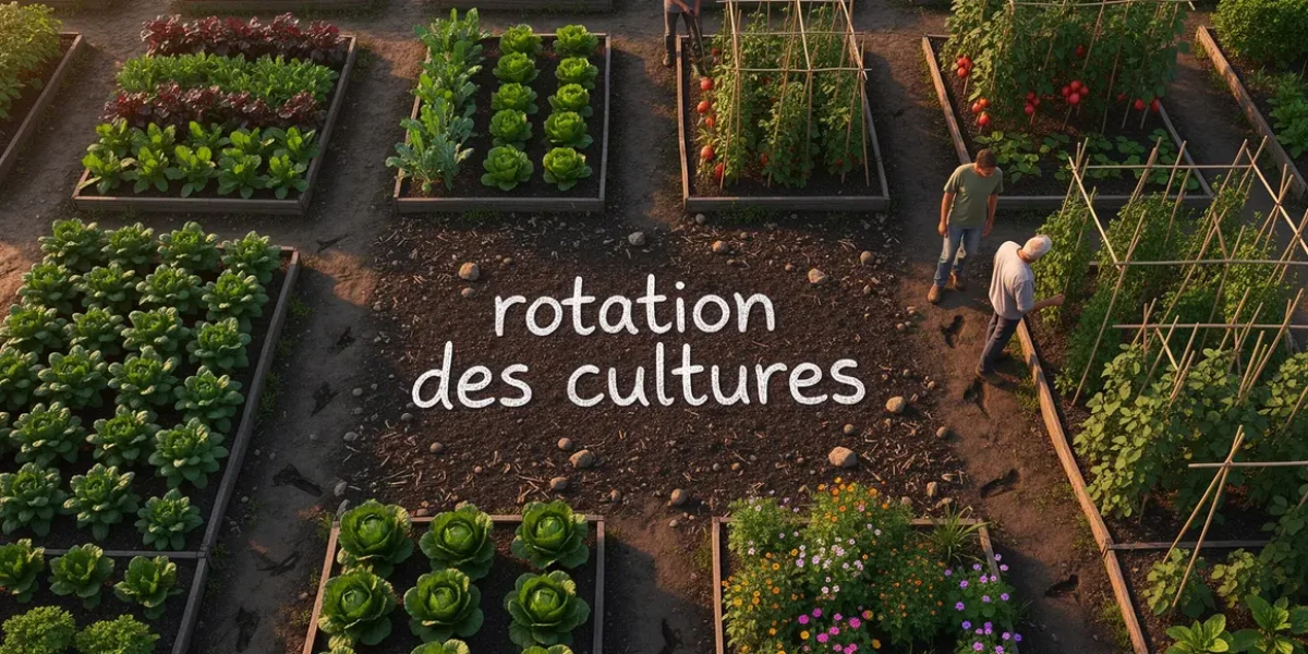 Vue aérienne rotation des cultures potager