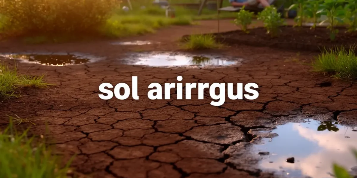 sol argileux jardin terre craquelée flaques eau