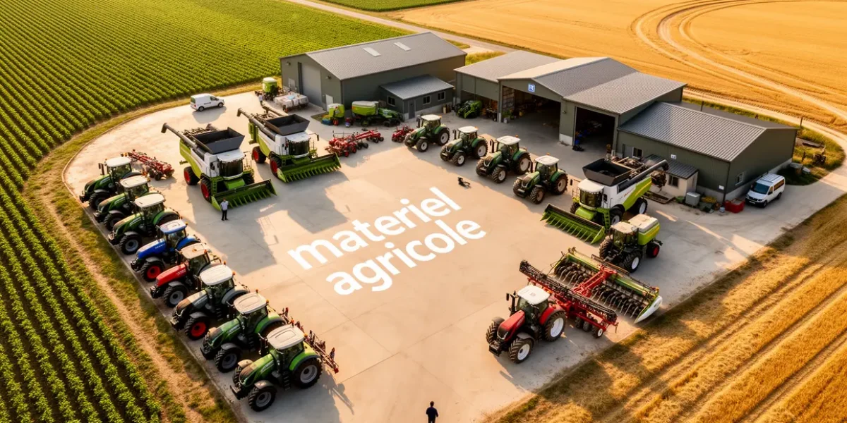 vue aérienne matériel agricole ferme moderne